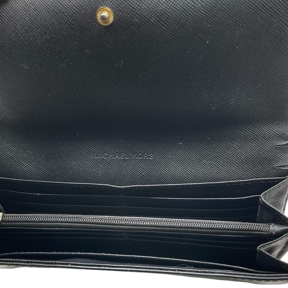 ❤️ Michael Kors Fulton Black Patent Leather Continental Wallet - Picture 5 of 8